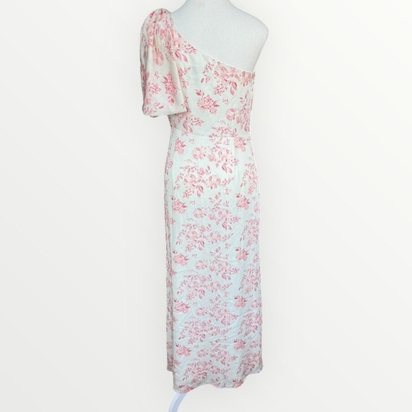 Sachin + Babi Chelsea One Shoulder Gown Sz 6 Rouge Rose Watercolor - Picture 7 of 10